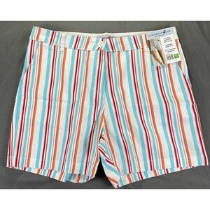 Caribbean Joe & CO Women's Size 10 Classic Fit Bermuda Striped Stretch Shorts